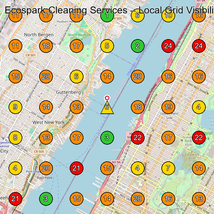 Ecospark Cleaning Services House Cleaning Service GeoGrid ranking map for West New York NJ